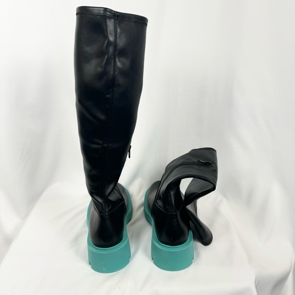 New Charles and Keith womens piper knee high boots black blue chunky us 10 eu 40 - Picture 4 of 7